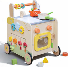 Wooden Baby Walker 3-In-1 Push Toy for Toddlers, Montessori Sensory Activity Cen