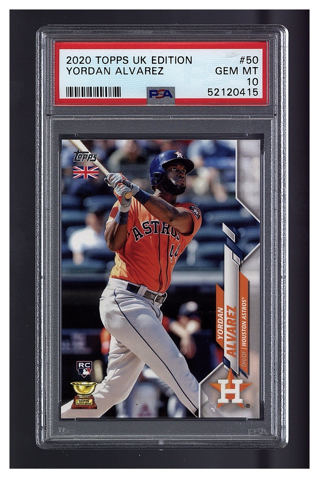 2020 Topps UK Edition #50 RC Yordan Alvarez PSA 10 Gem Mint Rookie Card Astros