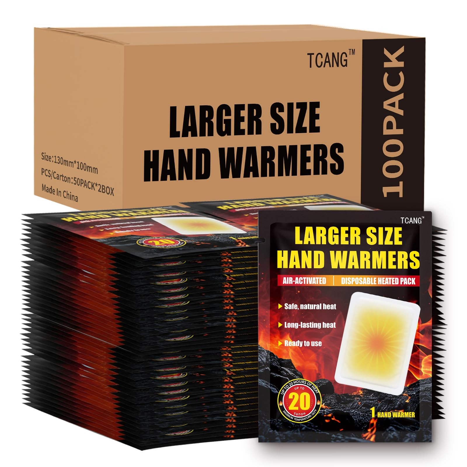 100 Pack Disposable Hand Warmers - Up to 20 Hours of Heat - Super Long Lastin...