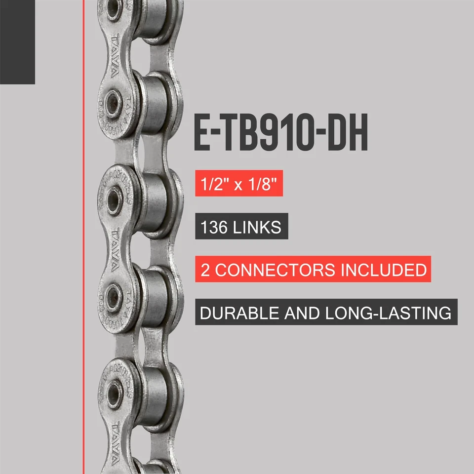 Cadena de bicicleta de una sola velocidad e-TB910-DH, 136 eslabones, GST a prueba de óxido, duradera y pequeña... Foto 2 de 4