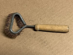 Vintage Heart Shaped Brown Bristled Brush, Wood Handle for Specialised Cleaning
