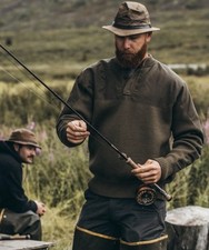 Filson Henley Guide Sweater Wool Peat Green Made in USA Mens Size Large Filson Henley Guide Sweater Wool Peat Green Made in USA Mens Size Large