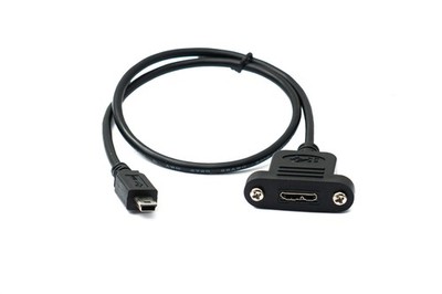 SYSTEM-S USB 3.0 Kabel 50 cm Micro B Buchse zu 2.0 Mini B Stecker Panel Mount