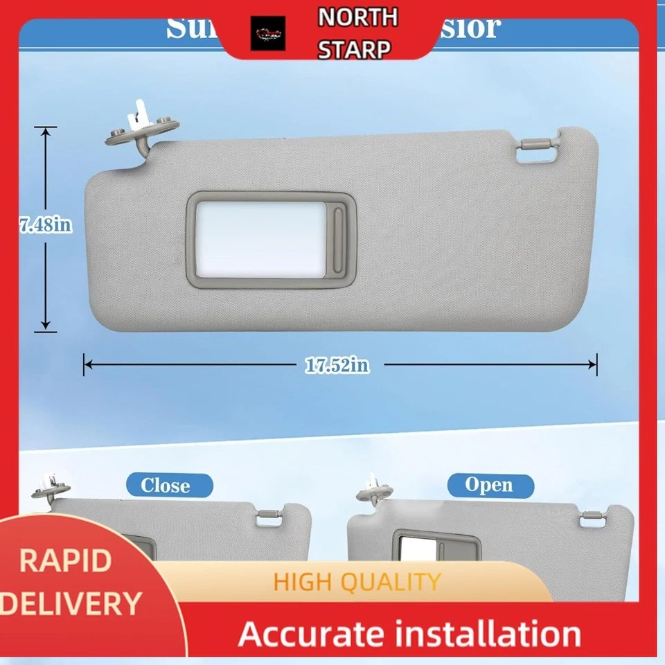 Viseira solar lateral esquerda cinza para motorista 7432035A91B1 para 2010-2022 Toyota 4runner - Imagem 2 de 4