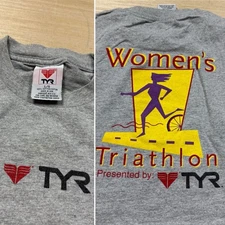 TYR Triathlon Women’s T Shirt Vintage 90s Made in USA Large Running Marathon