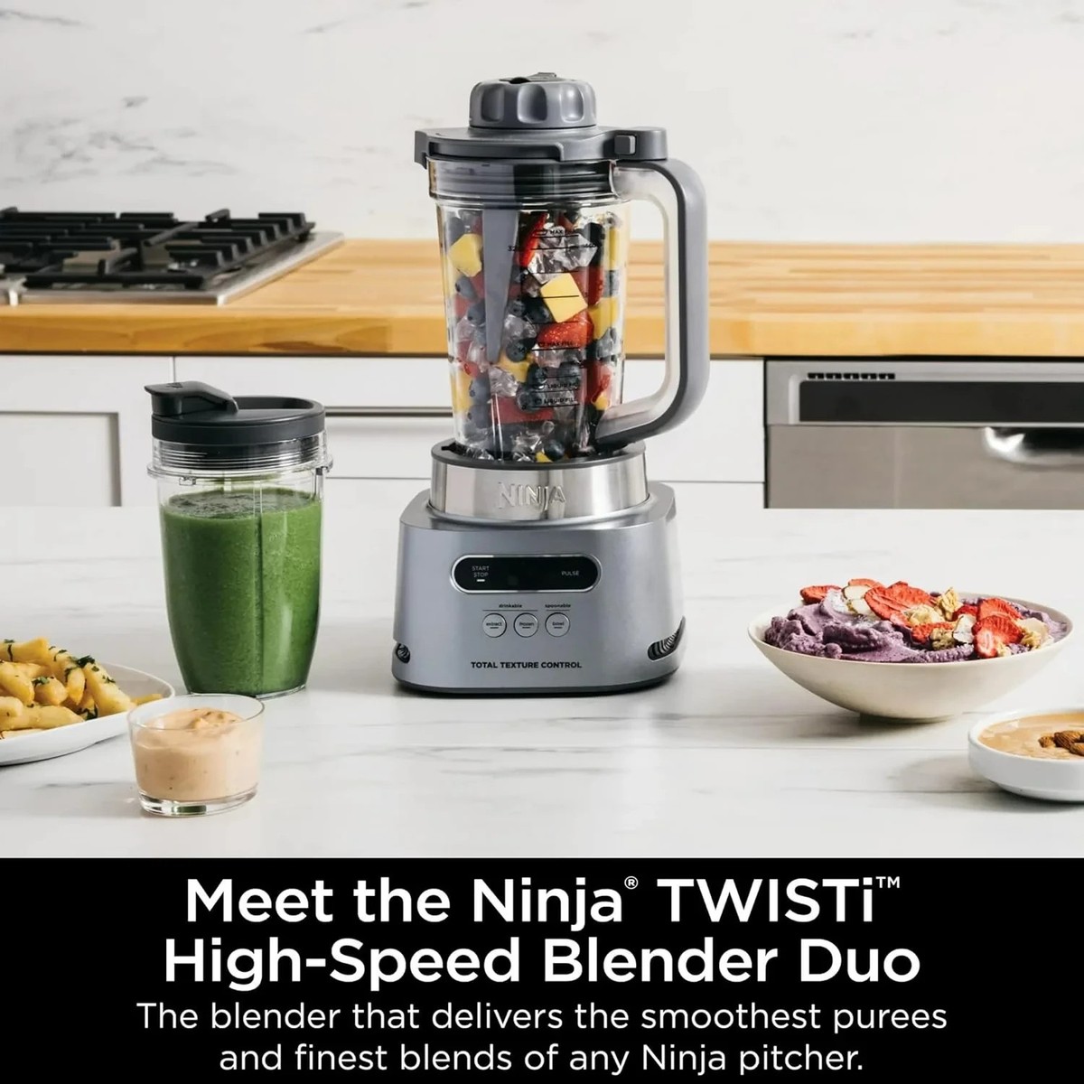 Ninja Twisti High-Speed Blender Pitcher 18oz Cup 3 Auto-iQ Presets