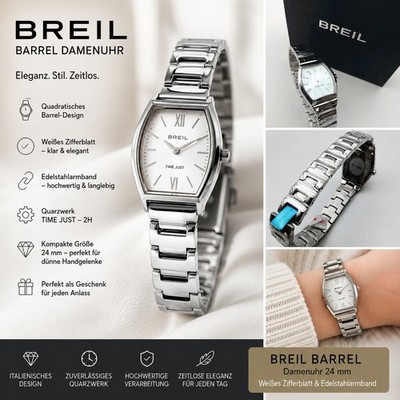 Breil Barrel Damenuhr 24 mm Edelstahl Weißes Zifferblatt Quarzuhr TIME JUST 2H