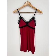 Red Lace Trim Camisole Babydoll Women XS Coquette Whimsygoth Y2K Dark Romantic