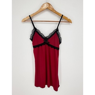 Red Lace Trim Camisole Babydoll Women XS Coquette Whimsygoth Y2K Dark Romantic