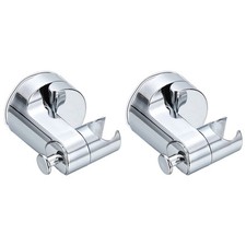 2Pcs Suction Cup Shower Head Holder Adjustable Handheld Shower Holder Silver