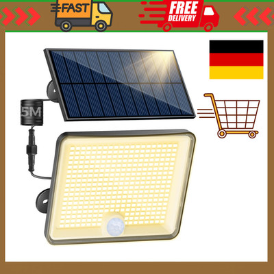 348 LED Solar Security Light Motion Sensor IP65 Waterproof Garden Lamp 5M Cable