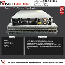UCS-FI-64108-U Cisco 96 Port Fabric Interconnect Switch  36x Port Have Licence**