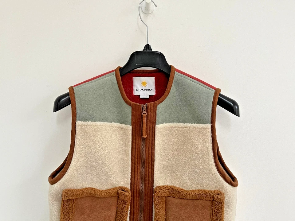 LF Markey Fleece Gilet Waistcoat Zip Sherpa Faux Suede Small will fit 10-12 - Image 2 of 4