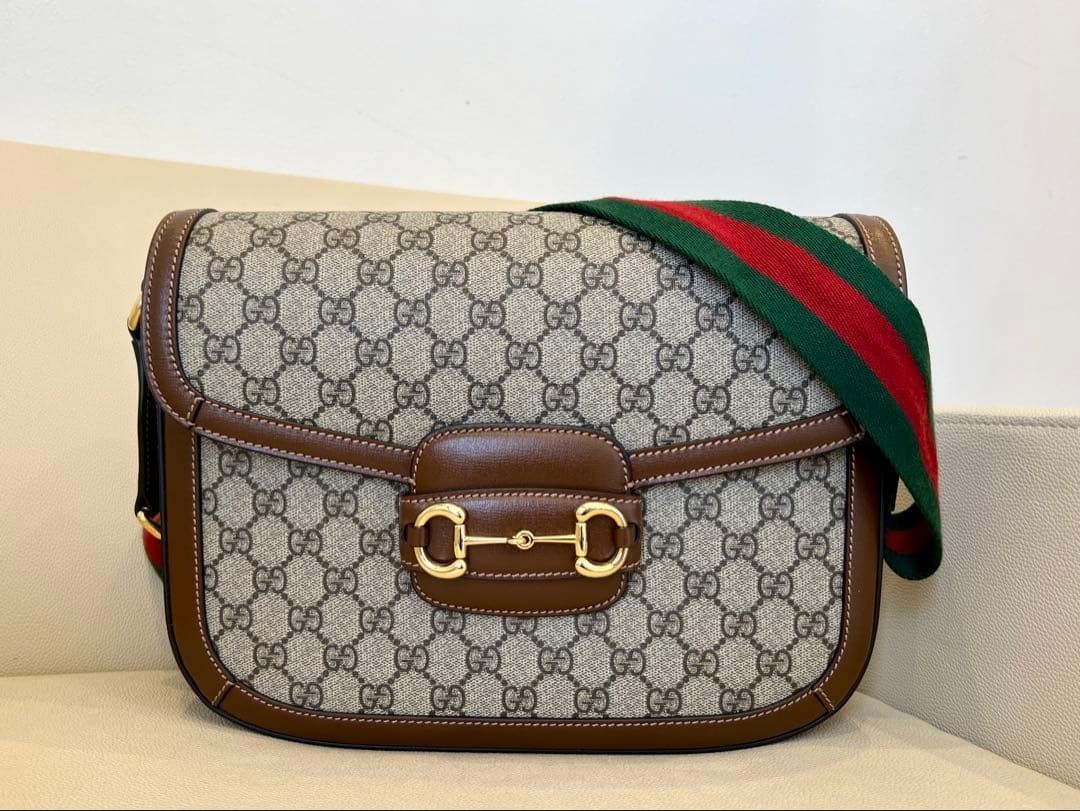 GUCCI Shoulder Bag Horsebit 1955 GG Supreme 700457 with storage bag Used