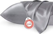 Bedsure King Size Satin Pillowcase Set of 2 20" x 36" , 03 - Dark Grey