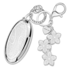 TPU Key Fob Cover with Sakura Flower Keychain Compatible with Hyundai Silver