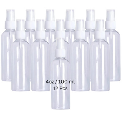 12 Pack Spray Bottles Clear Empty Fine Mist Plastic Travel Bottle 100ml 4oz