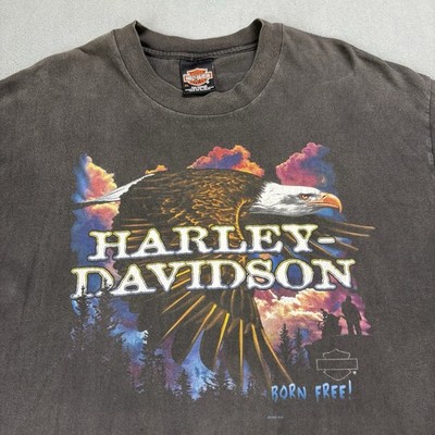 Vintage 90s Harley Davidson Eagle T Shirt Size XL Faded Black 