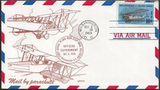 1969 First Aerial Plane Non Stop Mail Delivery by Parachute Washington DC SC#C74