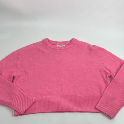 Universal Thread Bright Pink Soft Crop Sweater Crew Neck Size Small New