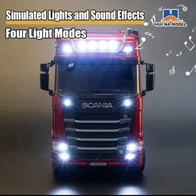 HUINA 1/18 RC Scania Truck 2.4G Alloy Trailer with Light & Sound 2 Options Color - Image 1 of 4