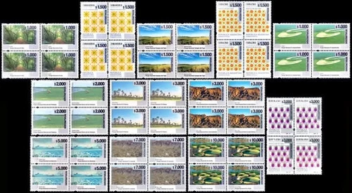 ARGENTINA-STAMPS-2025-DEFIN.SET OF 12 VALUES- REVAL. ON UP-BLOCK OF 4-MNH-