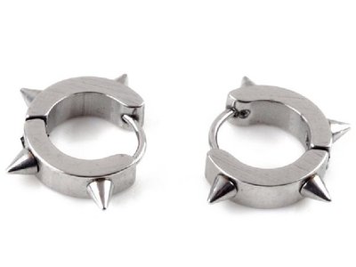 Un Paio Dolce Brillanti Acciaio Inox Spine Finte Orecchini Dutt Strass Stella