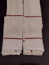 VTG  Pampered Chef White With Cranberry Window Pane  Stripe #2186 set of 4