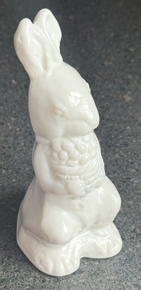 Mosser Glass MILK GLASS BUNNY Standing Figurine Paper Wt 5.5