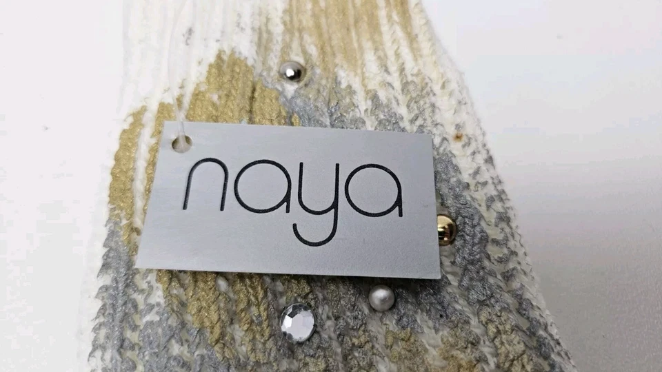 Vintage NEW Naya Crew Knit Socks Womens Handcrafted Gold Silver Rhinestone Socks — 第 3/4 张图片