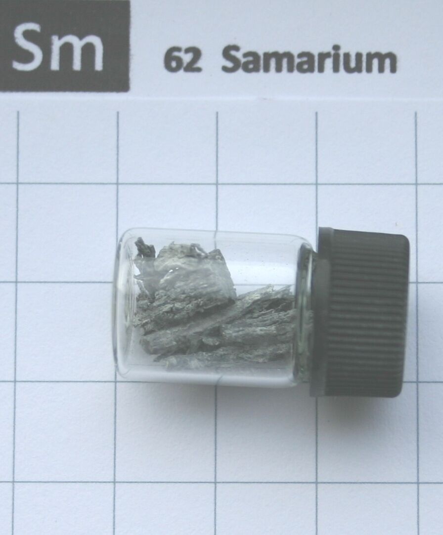 2 gram Samarium metal 99.5% in glass vial element 62 sample