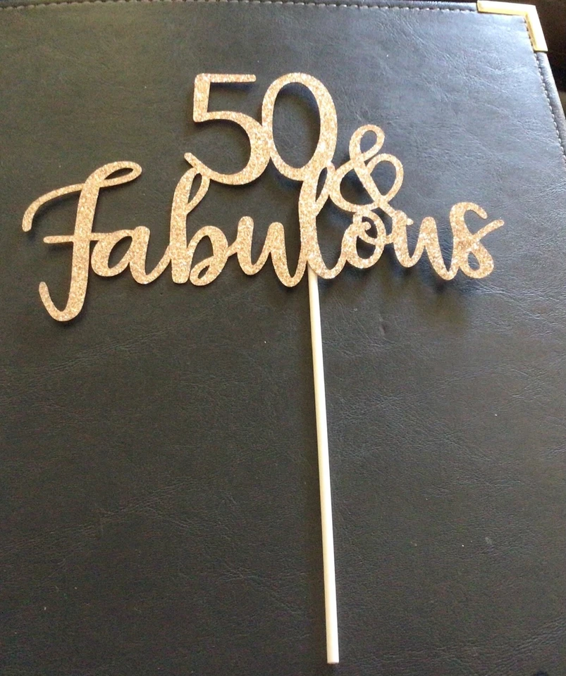 50th Cake Topper - Cincuenta 50 and Fabulous, oro rosa Foto 2 de 2