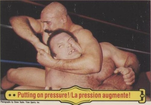 1985 Topps WWF The Iron Sheik Ivan Putski Putting On Pressure! #32
