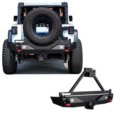 VIJAY Rear Bumper For 2007-2017 Jeep Wrangler JK with Spare Tire Carrier&Lights