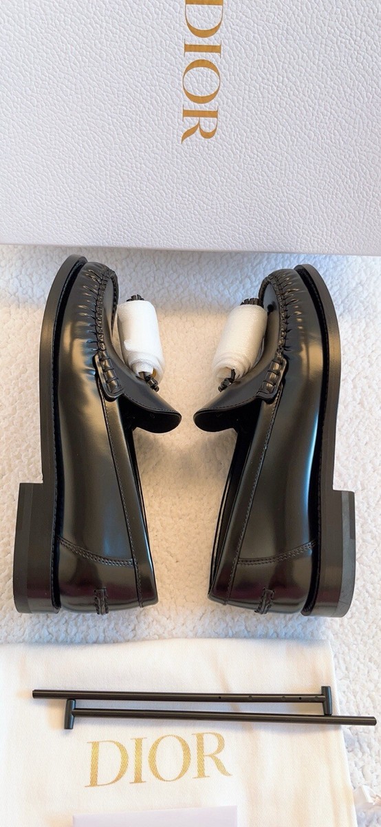 $1150 Dior Women's Black D-Academy Leather Loafers Size 38/8 $1150 Dior Women's Black D-Academy Leather Loafers Size 38/8