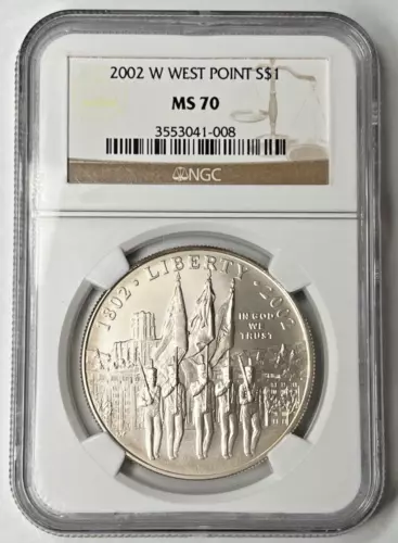 2002 W West Point Commemorative Silver Dollar NGC MS70- *Highest grade possible*