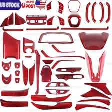 Red Real Dry Carbon Fiber Full Interior Set Decor Trim Kit for Corvette C8 20+
