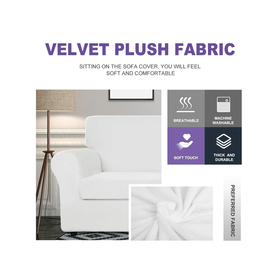Funda de sofá elástica silla de terciopelo suave sofá sofá funda con funda de cojín Foto 3 de 4