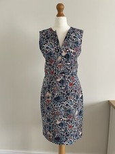TORY BURCH - FLORAL PRINT FITTED SHIFT DRESS in NAVY/WHITE - US2 / UK6