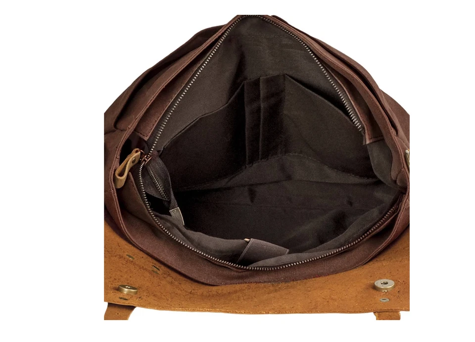 TOP-BAG Bolso Escolar Bandolera Bolso Mensajero Vintage de Lona Cuero, MC6807 (Mediano Foto 3 de 4