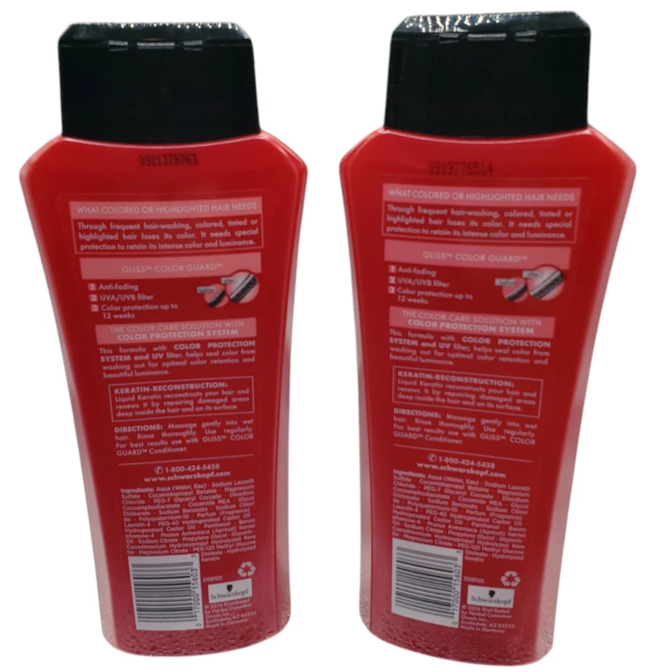 Champú Schwarzkopf Gliss Hair Repair Keratin COLOR GUARD 13,6 oz (paquete de 2), nuevo Foto 3 de 4