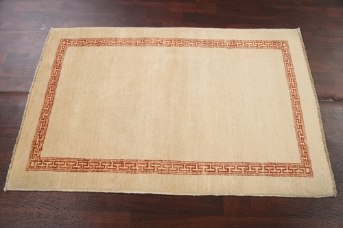 IVORY/ RUST Gabbeh Kashkoli Bordered Oriental Area Rug Modern Hand-knotted 3'x5' - Picture 9 of 12