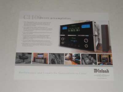 McIntosh C1100 Tube Preamp Brochure, Specs, Info, 2 pgs Preamplifier