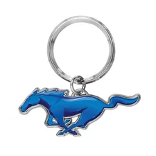 iPick Image for Ford Mustang in Blue 3D Pony Die-Cut Metal Key Chain Key-Charm