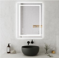 LED Bathroom Mirror 20x28 Wall-Mounted Backlit Vanity Mirror with Dimmable Light