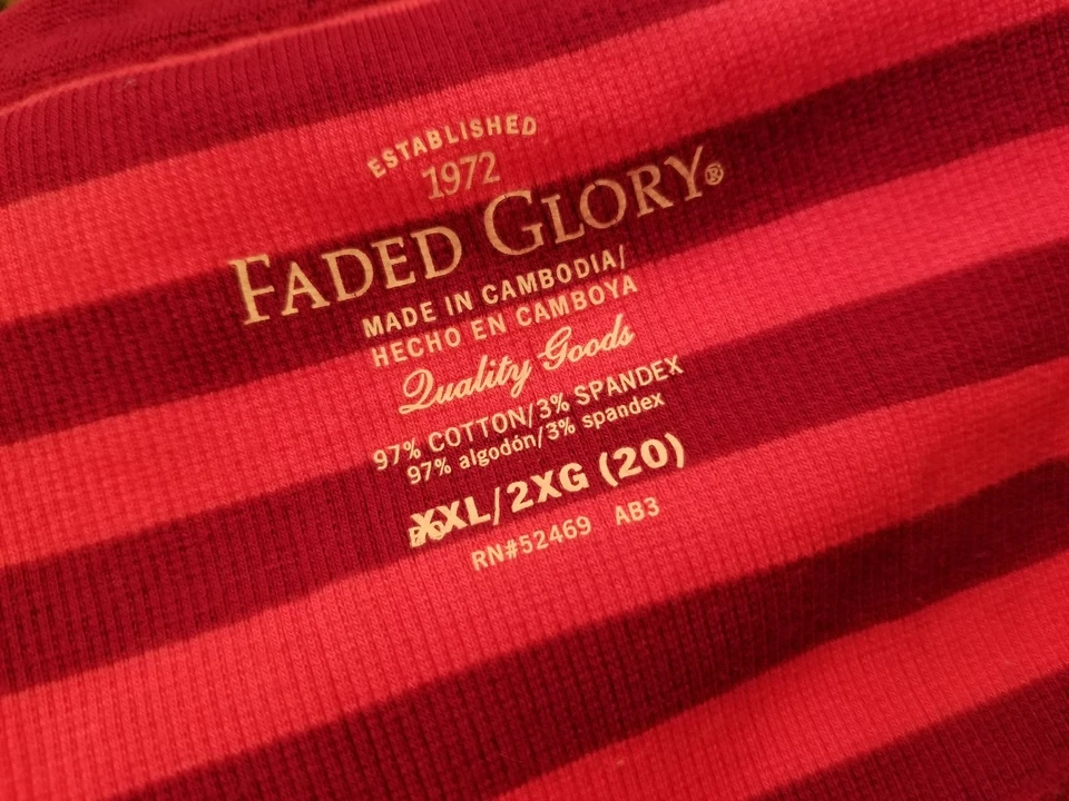 Camisa Top Blusa Mujer Faded Glory Talla XXL 20 2XL 2X Grande Rosa Rayas Foto 2 de 3
