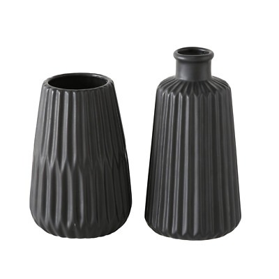 Boltze Vasen Set Esko 2er Set schwarz matt, Blumenvasen aus Keramik,ø ca. 8,5 cm
