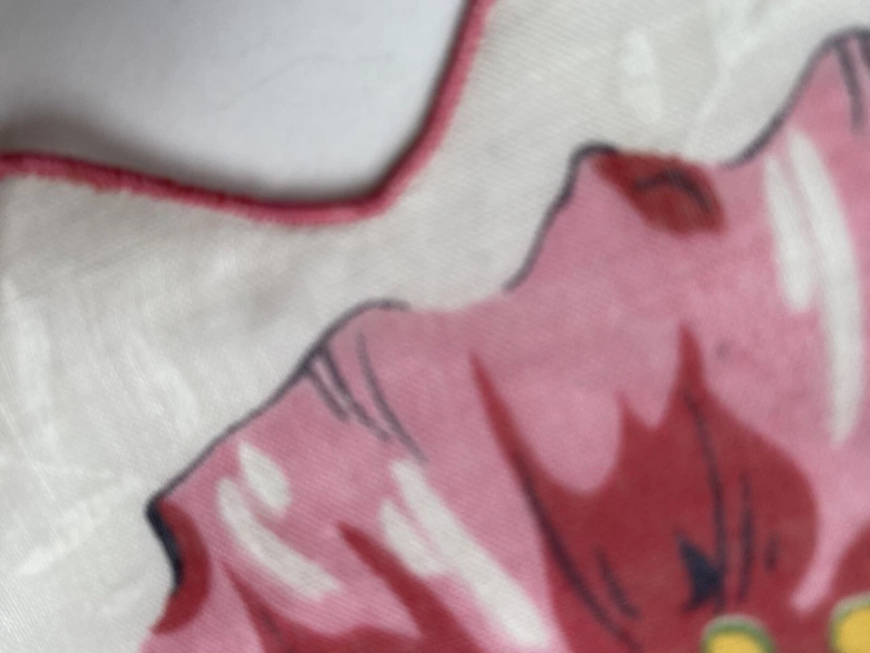 Vintage Herrmann Handkerchief Pink Tulips Scallop Satin Border 13.5” Square NWT - Image 4 of 4