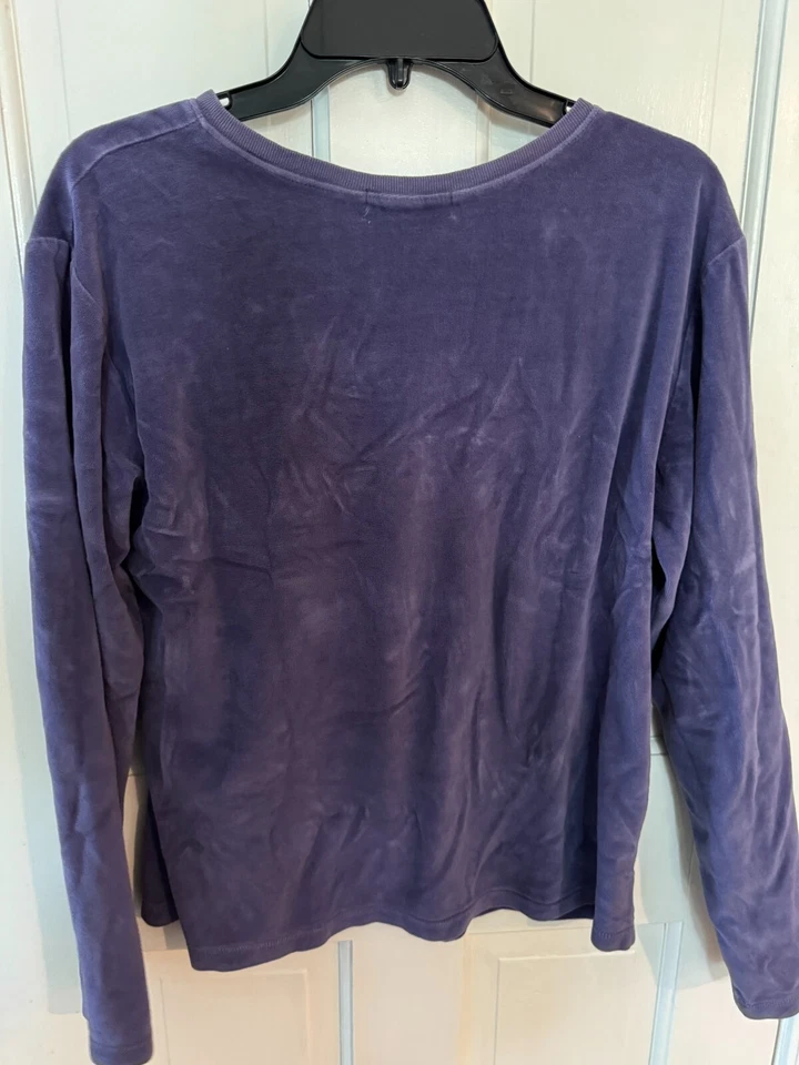 Fresh Produce Sweatshirt Sz M Purple Terry Lined Casual Comfort Made In USA - Image 2 of 3