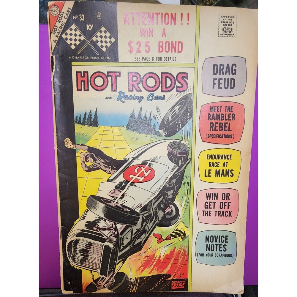 Vintage Hot Rods & Racing Cars #33 1957 Rambler Rebel Le Mans Comic Book (A3066)